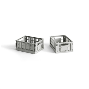 HAY Colour Crate Storage Box Mini Set di 2 Grigio Chiaro