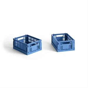 HAY Colour Crate Storage Box Mini Set di 2 Blu Elettrico