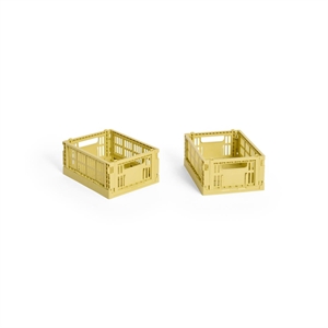 HAY Colour Crate Storage Box Mini Set di 2 Giallo Polvere