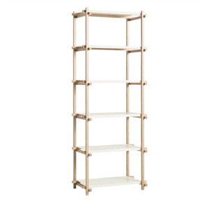 Libreria HAY Woody Shelving 2.0 Alta Bianco Mandorla/acciaio