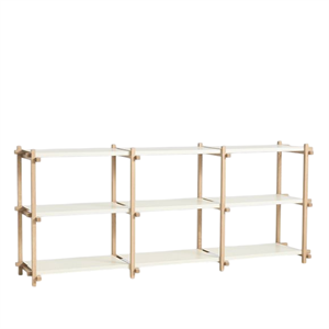 Scaffalatura HAY Woody Shelving 2.0 bassa bianco mandorla/acciaio