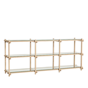 Scaffalatura HAY Woody Shelving 2.0 Bassa Bianco Mandorla/vetro