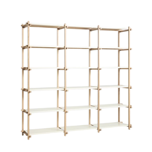 Libreria HAY Woody Shelving 2.0 Grande Bianco Mandorla/acciaio