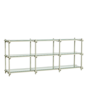 Scaffale HAY Woody Shelving 2.0 basso grigio fumo/vetro