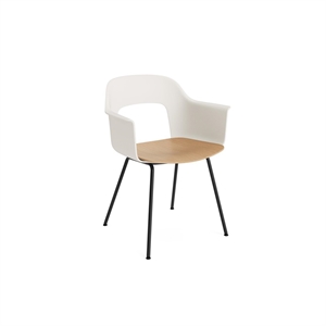 Sedia da Pranzo HAY Layout 212 con Braccioli, Bianco Crema/Nero/ Rovere