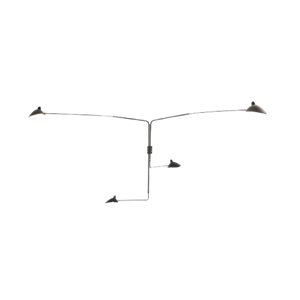 Applique Serge Mouille con 4 Bracci Dritti Rotanti, Nero