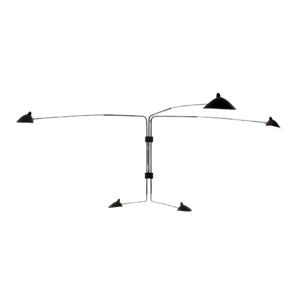 Applique Serge Mouille 5 Bracci Dritti Rotanti Nero