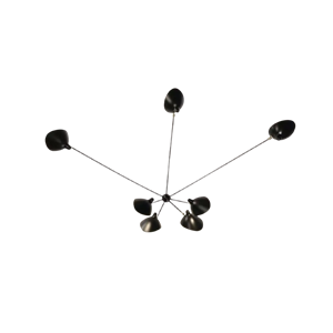 Applique a bracci fissi Serge Mouille Spider 7 Nero