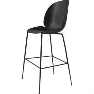 Sgabello da Bar Beetle GUBI H75 Base Conica Opaco Nero/ Nero