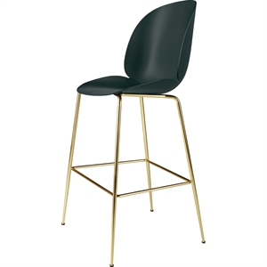 Sgabello da Bar Beetle GUBI H75 Base Conica Ottone Semi Opaco/Verde Scuro