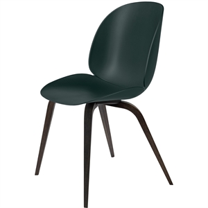 Sedia da Pranzo GUBI Beetle Base in Legno Rovere Affumicato Opaco/ Verde Scuro