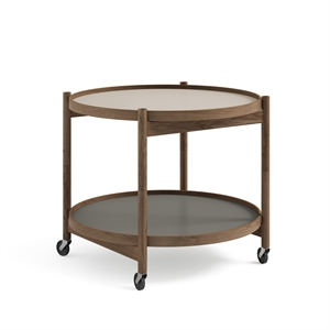 Fratello. Tavolo Krüger Bølling Tray Table Ø60 Rovere Affumicato con Piatti in Grigio/ Grigio Scuro