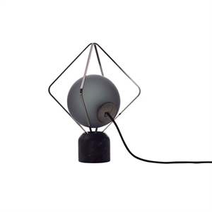 Lampada da Tavolo Brokis Jack O' Lantern Piccolo in Cromo Nero/ Vetro Affumicato con Base Nero Marquina