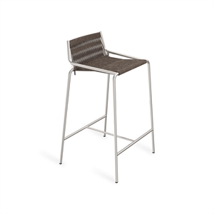 Sgabello da Bar Thorup Copenhagen Noel Acciaio Inossidabile/ Lana Grigio Scuro H67 cm