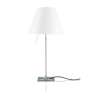 Luceplan COSTANZA Lampada da Tavolo in Alluminio con Paralume Bianco