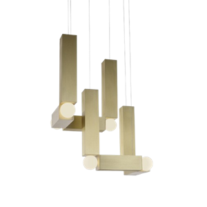 Lee Broom Vesper Duo Lampadario con Rosone in Oro Spazzolato