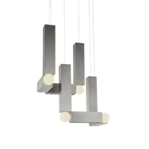Lee Broom Vesper Duo Lampadario con Rosone in Argento Spazzolato
