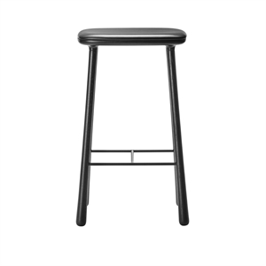 Møbel Copenhagen Sgabello da Bar Cuba 77 cm Rovere Laccato Nero/ Pelle Nero