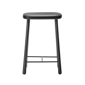 Møbel Copenhagen Sgabello da Bar Cuba 66 cm Rovere Laccato Nero/ Pelle Nero