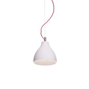 Decodifica Heavy Light Lampadario H2 Bianco Cemento Con Cordone Tessuto Rosso