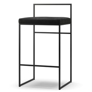 Sgabello da Bar Department con Schienale 80 cm Nero/ Velluto Nero