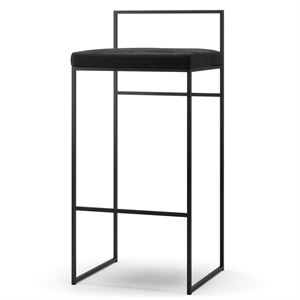 Sgabello da Bar Department con Schienale 90 cm Nero/ Velluto Nero