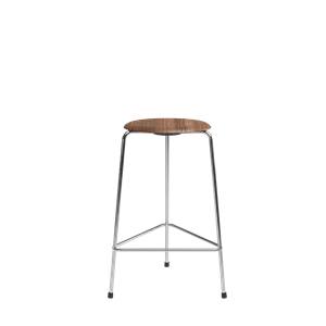 Cromo da Bar Fritz Hansen High Dot H65 A 3 Gambe Cromo/Noce