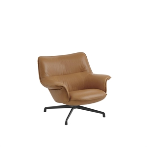 Poltrona Muuto Doze con Schienale Basso in Pelle Raffinata Cognac/Antracite Nero