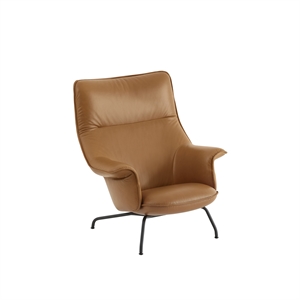 Poltrona Muuto Doze Imbottita in Pelle Cognac/Antracite Nero