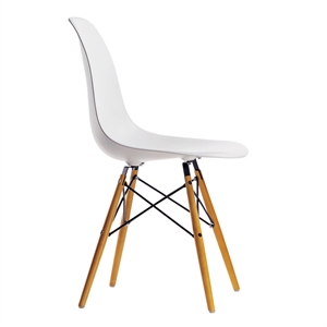 Sedia da pranzo Vitra Eames Plastic DSW Bianco/ acero dorato