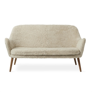 Divano A 2 Posti Warm Nordic Dwell in Pelle di Pecora Moonlight