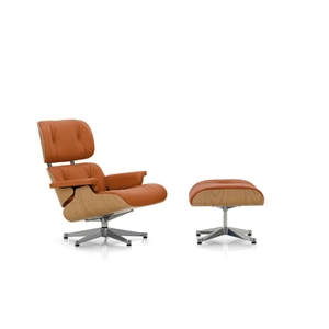 Poltrona Vitra Eames con Pouf Castagno/Calma Cognac/ Alluminio