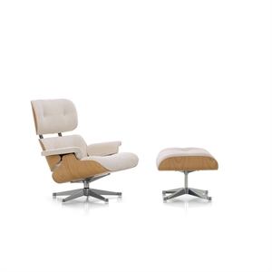 Poltrona Vitra Eames con Poggiapiedi, Castagno/01 Avorio/perla/ Alluminio