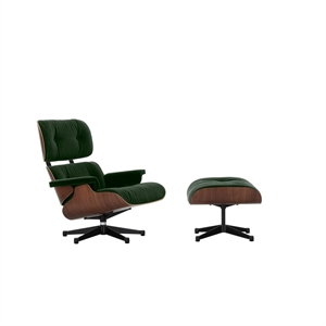 Poltrona Vitra Eames con Poggiapiedi Noce Scuro /11 Verde Pino/ Nero Intenso