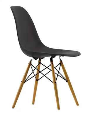 Sedia da Pranzo Vitra Eames DSW in Plastica Nero profondo/Acero Dorato