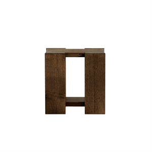 Tavolino Laterale Rye Sleep Etagere in Rovere Rosso Affumicato di Medie Dimensioni
