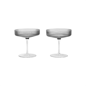 Ferm Living Ripple Set di 2 Coppe Champagne Affumicate