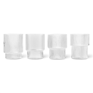 Ferm Living Ripple Glass Set di 4 Trasparente