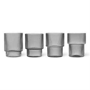 Ferm Living Ripple Glass Set di 4 Affumicato