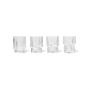 Ferm Living Ripple Glass Piccolo Set di 4 Trasparente