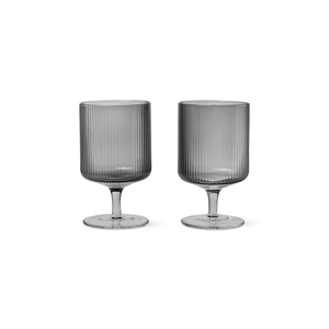 Ferm Living Ripple Bicchiere da Vino Set di 2 Affumicato