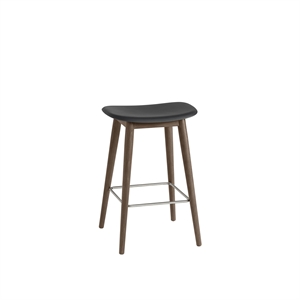 Sgabello da Bar Muuto Fiber con Base in Legno Nero/ Marrone Scuro H66 cm