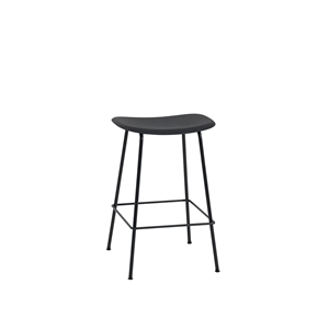 Muuto Sgabello da Bar in Fibra con Base in Tubo Nero/ Nero H66 cm