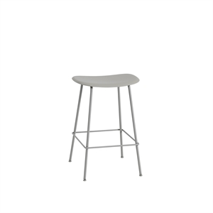 Muuto Sgabello da Bar in Fibra con Base in Tubo Grigio/ Grigio H66 cm