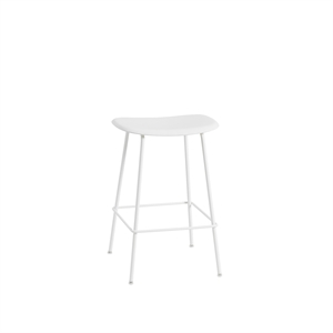 Muuto Sgabello da Bar in Fibra con Base in Tubo Bianco/ Bianco H66 cm