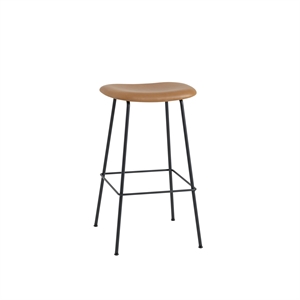 Muuto Sgabello Bar in Fibra con Base in Tubo Rivestito in Pelle Cognac/ Nero H76 cm