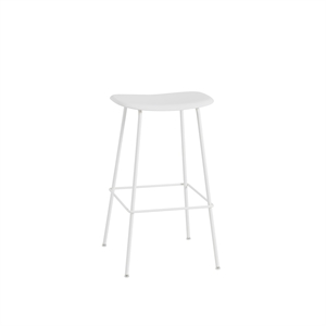 Muuto Sgabello Bar in Fibra con Base in Tubo Bianco H76 cm