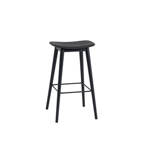 Sgabello da Bar Muuto Fiber con Base in Legno Nero/ Nero H76 cm