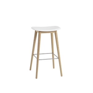 Muuto Fiber Sgabello con Base in Legno Bianco/Rovere H76 cm