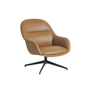 Poltrona Muuto Fiber Con Girevole Pelle Cognac/Antracite